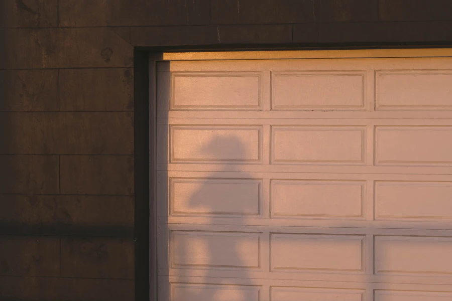 White sectional garage door panels in even light